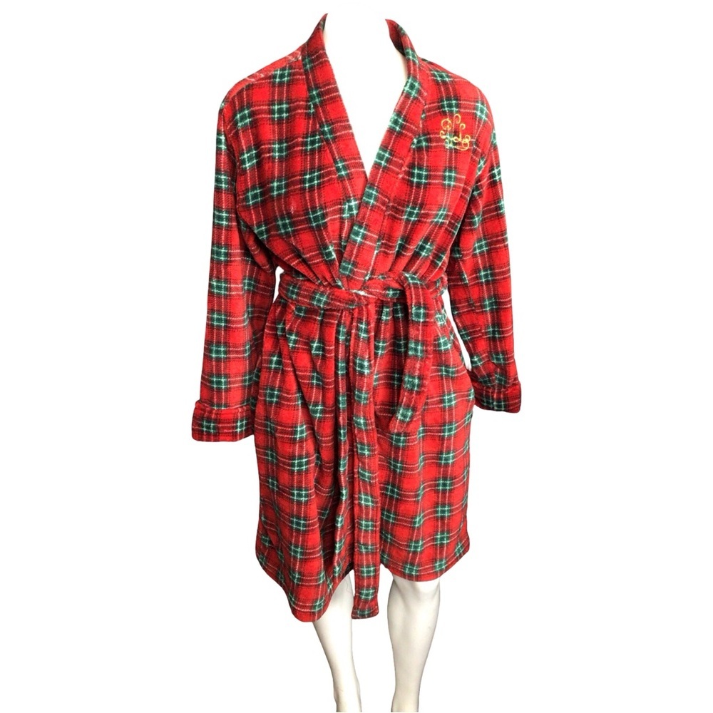 Ralph Lauren Red and Green Plaid Robe size small * no label tag